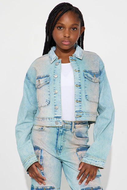 Mini Losing Time Cargo Jacket - Light Wash