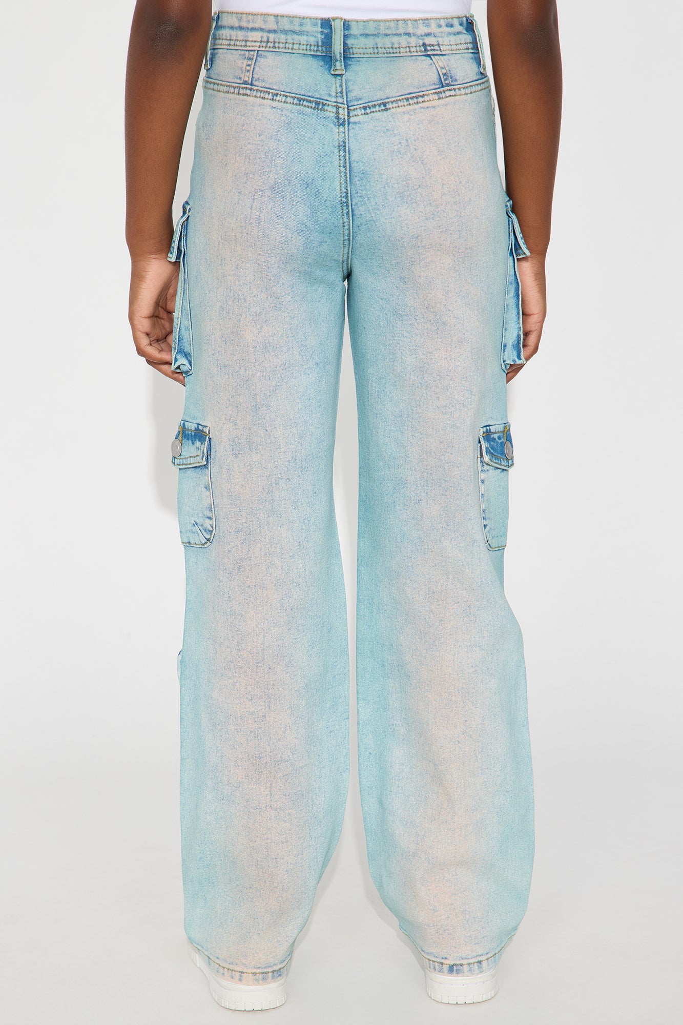 Mini Losing Time Cargo Pants - Light Wash