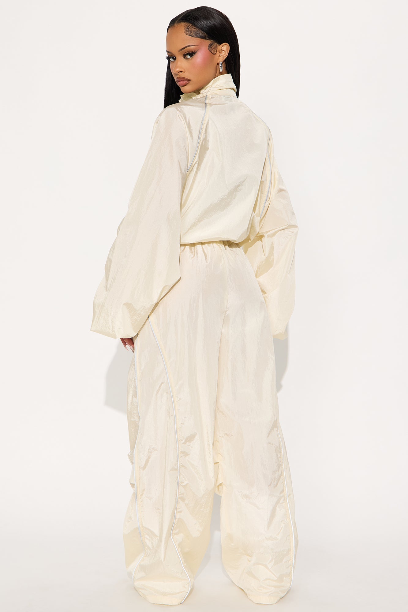 Just My Vibe Windbreaker Reflective Jacket - Cream