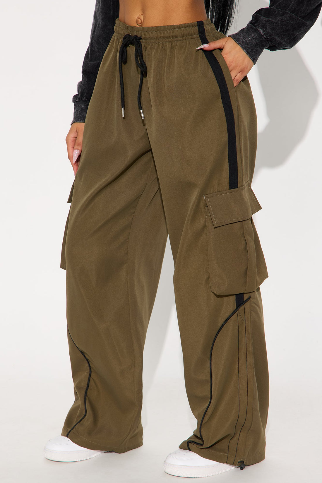 Get To Know Me Cargo Track Pant - Olive/combo