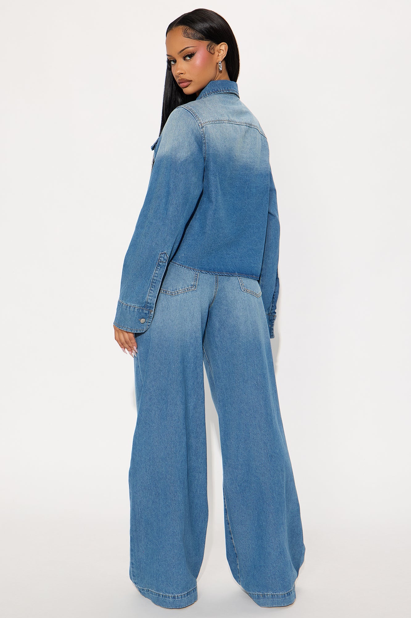 Monica Denim Pant Set - Medium Wash