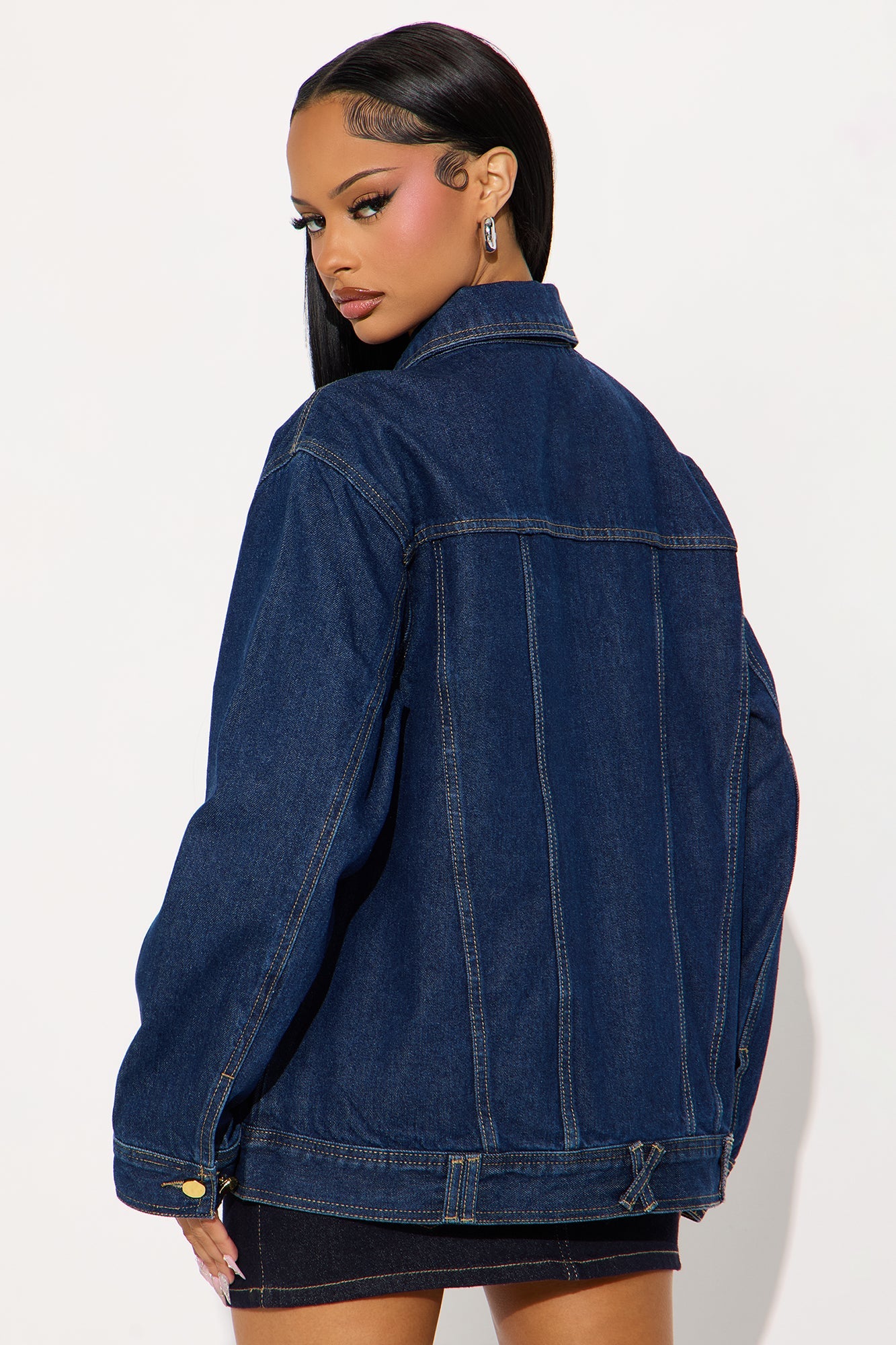 Basic Boyfriend Trucker Denim Jacket - Dark Wash
