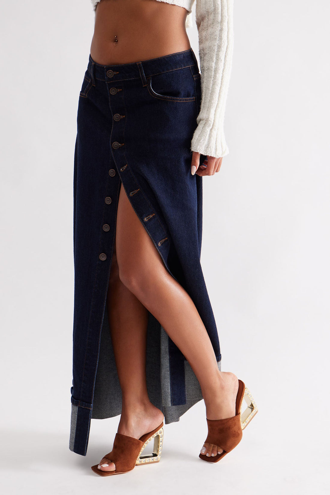 Zayna Rhinestone Trim Wedges - Brown