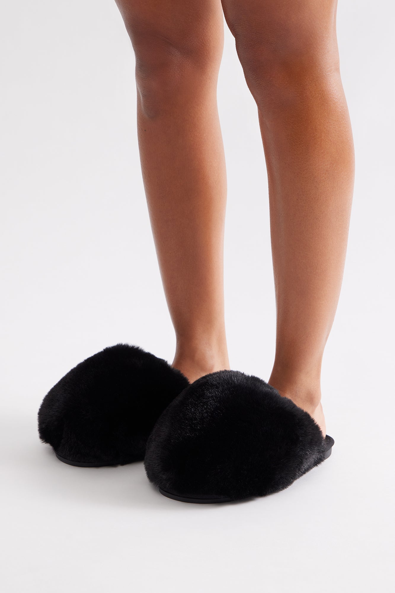 Buzz Faux Fur Slippers - Black