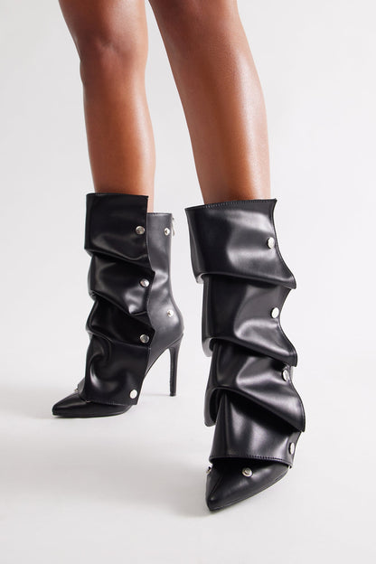 Amata Studded Stiletto Boots - Black