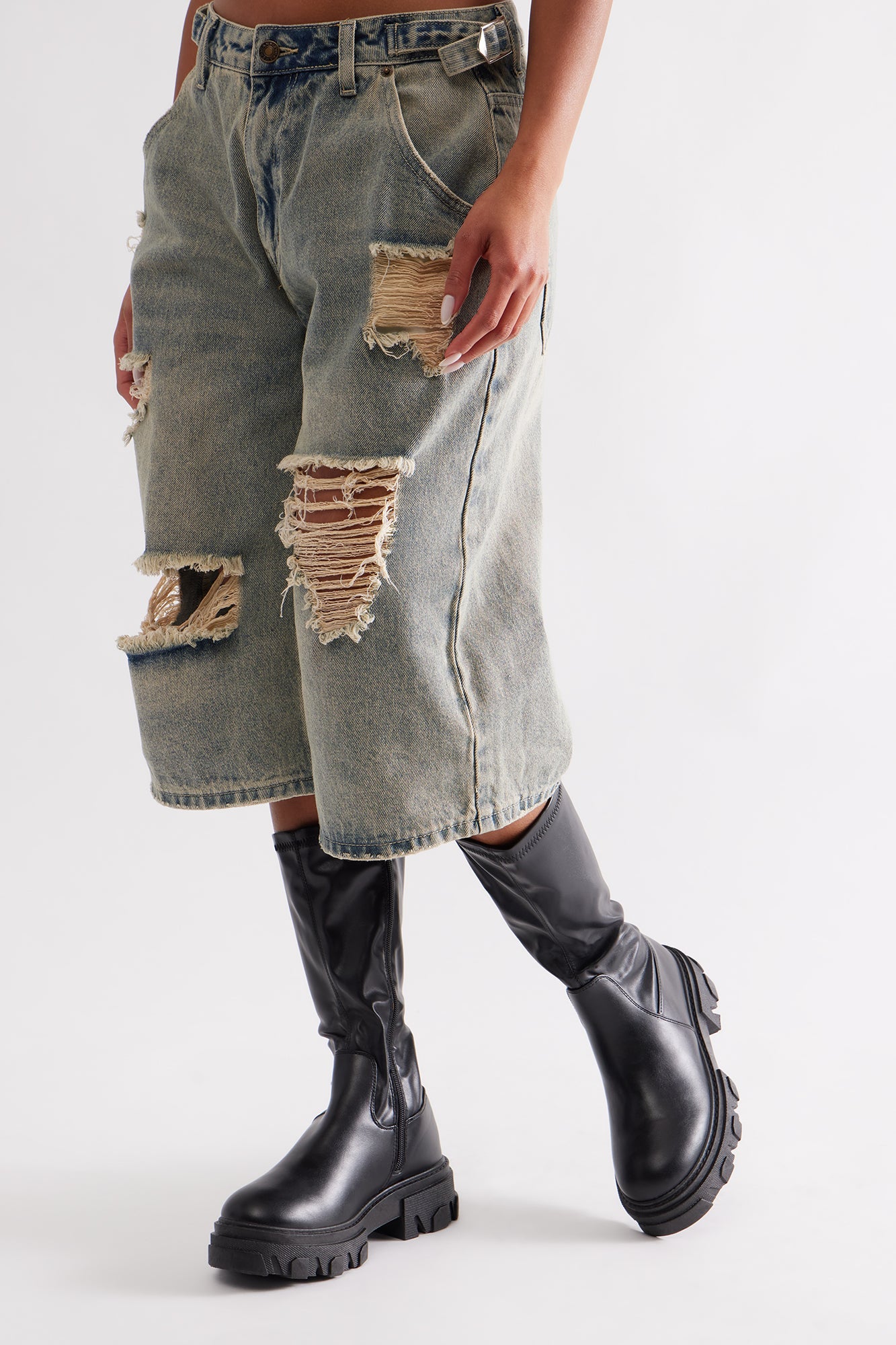 Shale Faux Leather Boots - Black