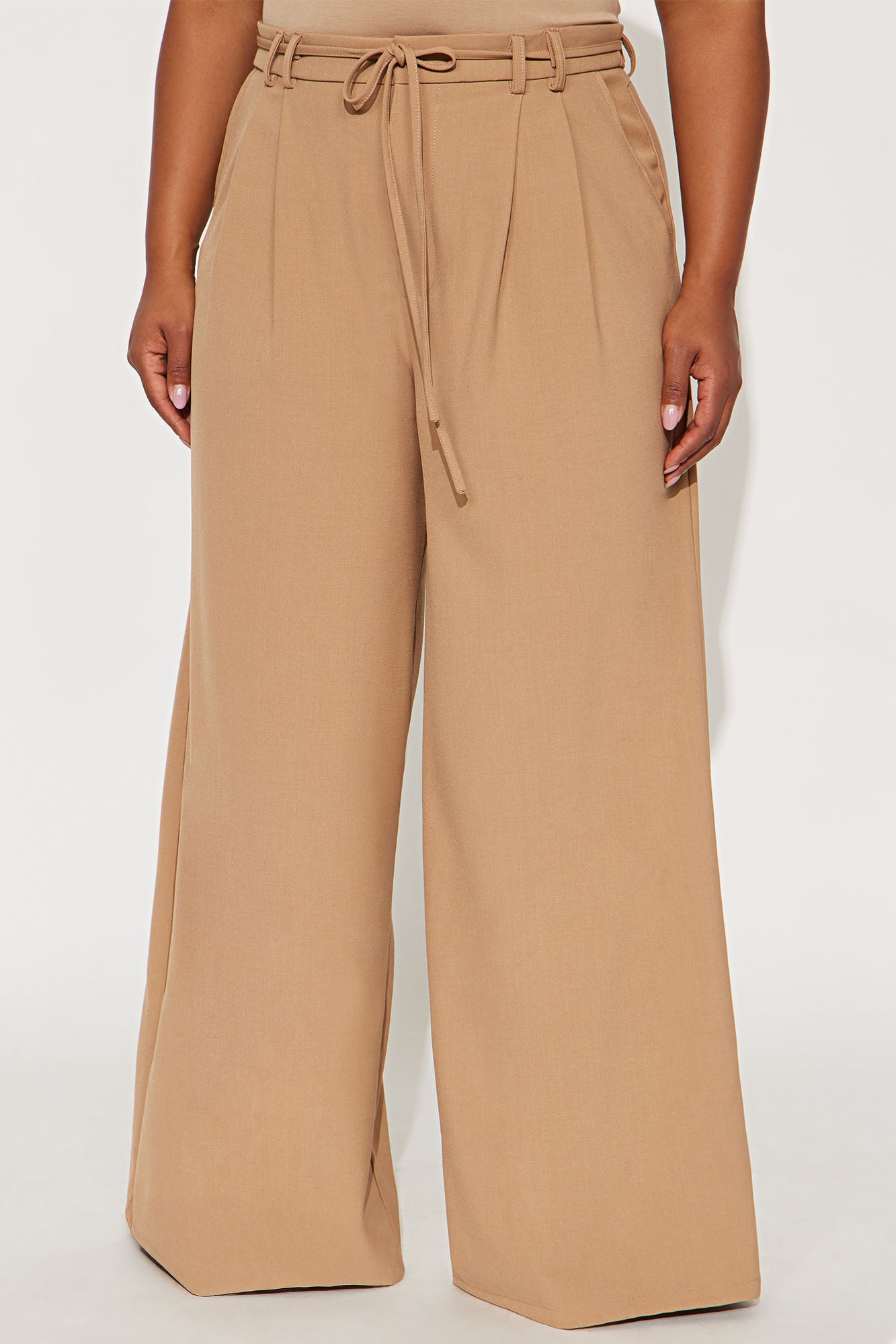 All Attention On Me Twill Rigid Wide Leg Pant 33 - Khaki