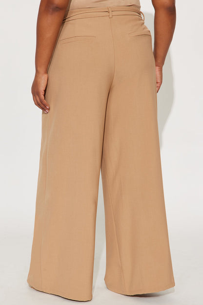 All Attention On Me Twill Rigid Wide Leg Pant 33 - Khaki
