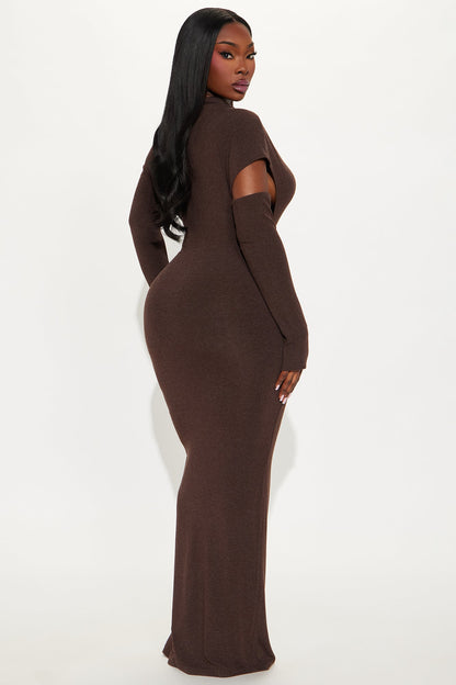 Silent Thrill Maxi Dress - Brown