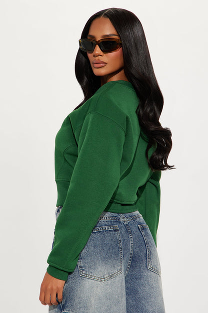 Effortless Vibes Fleece Sweatshirt - Hunter Green