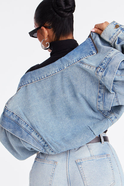 Isabelle Denim Bomber Jacket - Vintage Wash