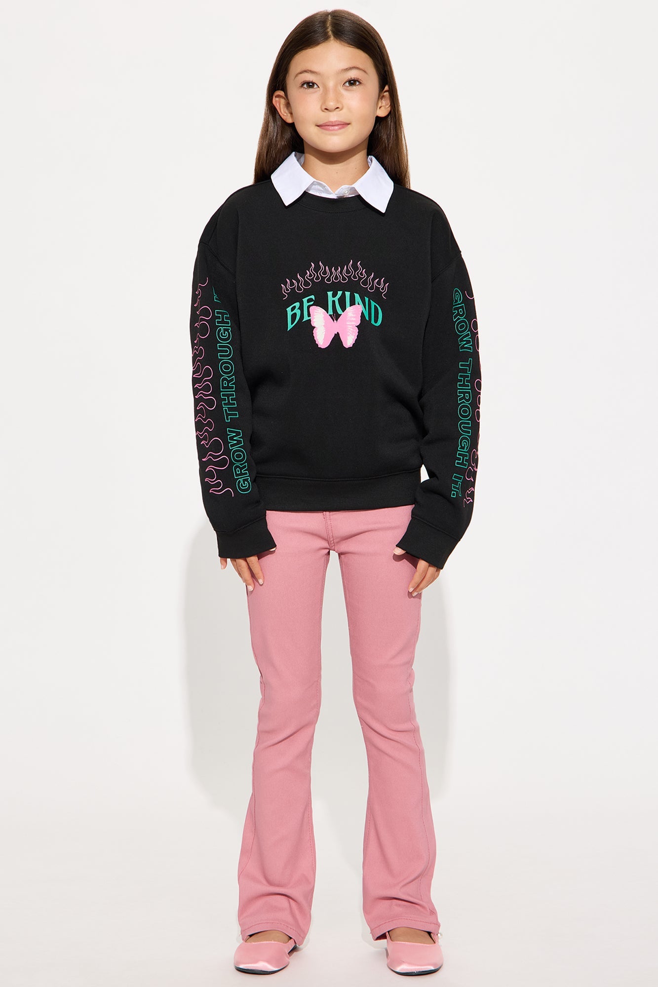 Mini Be Kind Front/Back Crew Neck Sweatshirt - Black
