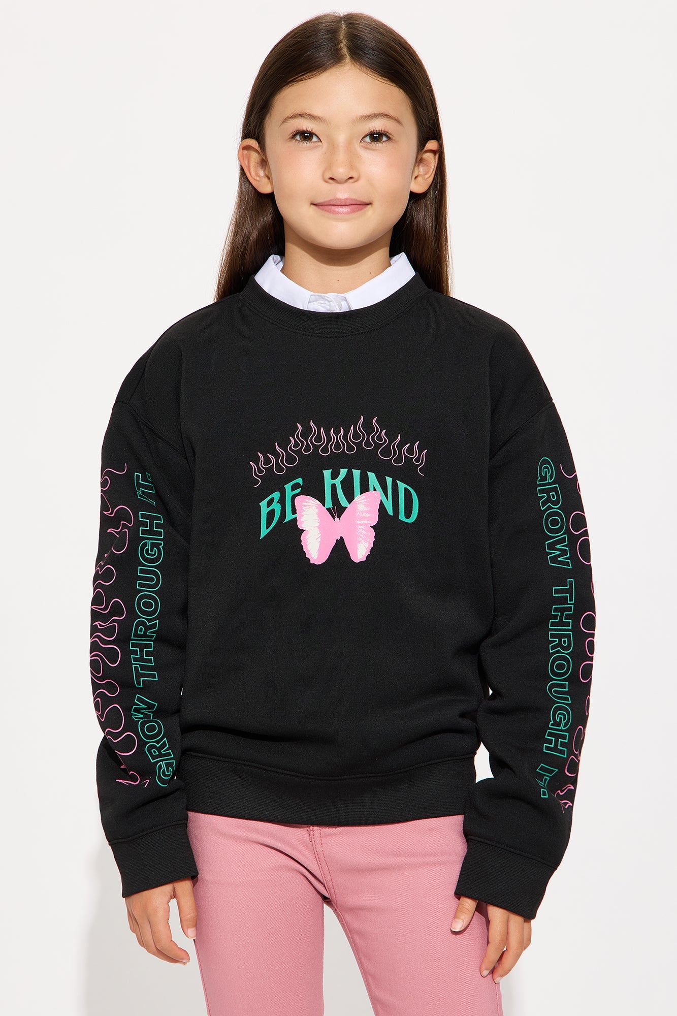 Mini Be Kind Front/Back Crew Neck Sweatshirt - Black