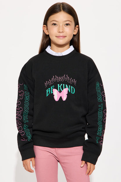 Mini Be Kind Front/Back Crew Neck Sweatshirt - Black