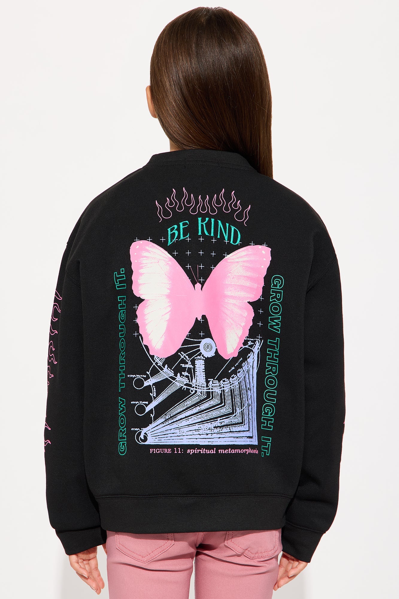 Mini Be Kind Front/Back Crew Neck Sweatshirt - Black