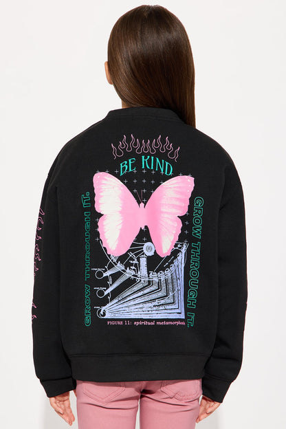 Mini Be Kind Front/Back Crew Neck Sweatshirt - Black