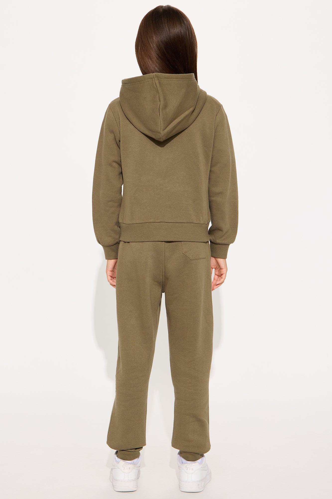Mini Relaxed Vibe Zip Up Jacket and Jogger Pant Set - Olive