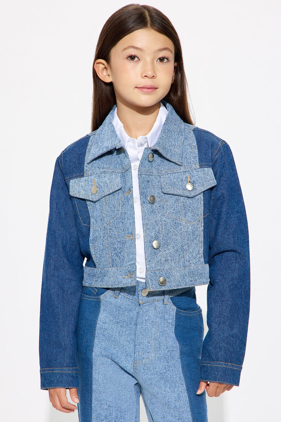 Mini Mia Two Tone Denim Jacket - Blue/combo