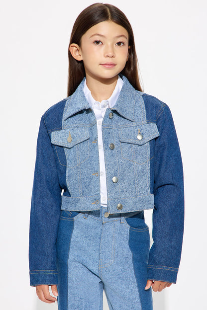 Mini Mia Two Tone Denim Jacket - Blue/combo