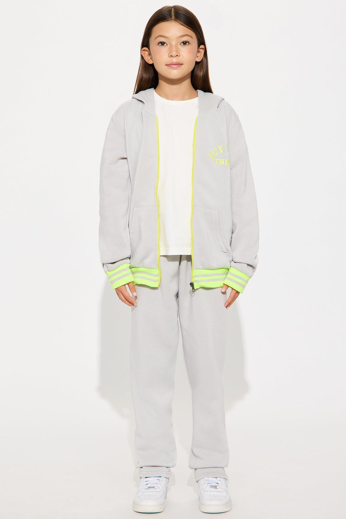 Mini Icy Girl Things Hoodie And Pant Set - Heather Grey