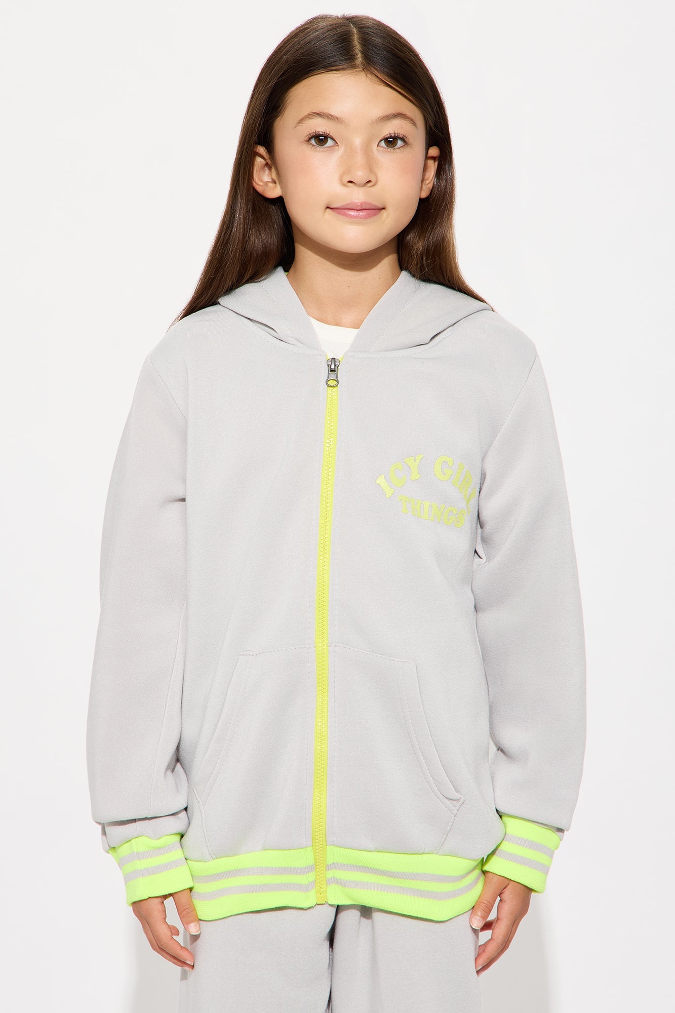 Mini Icy Girl Things Hoodie And Pant Set - Heather Grey