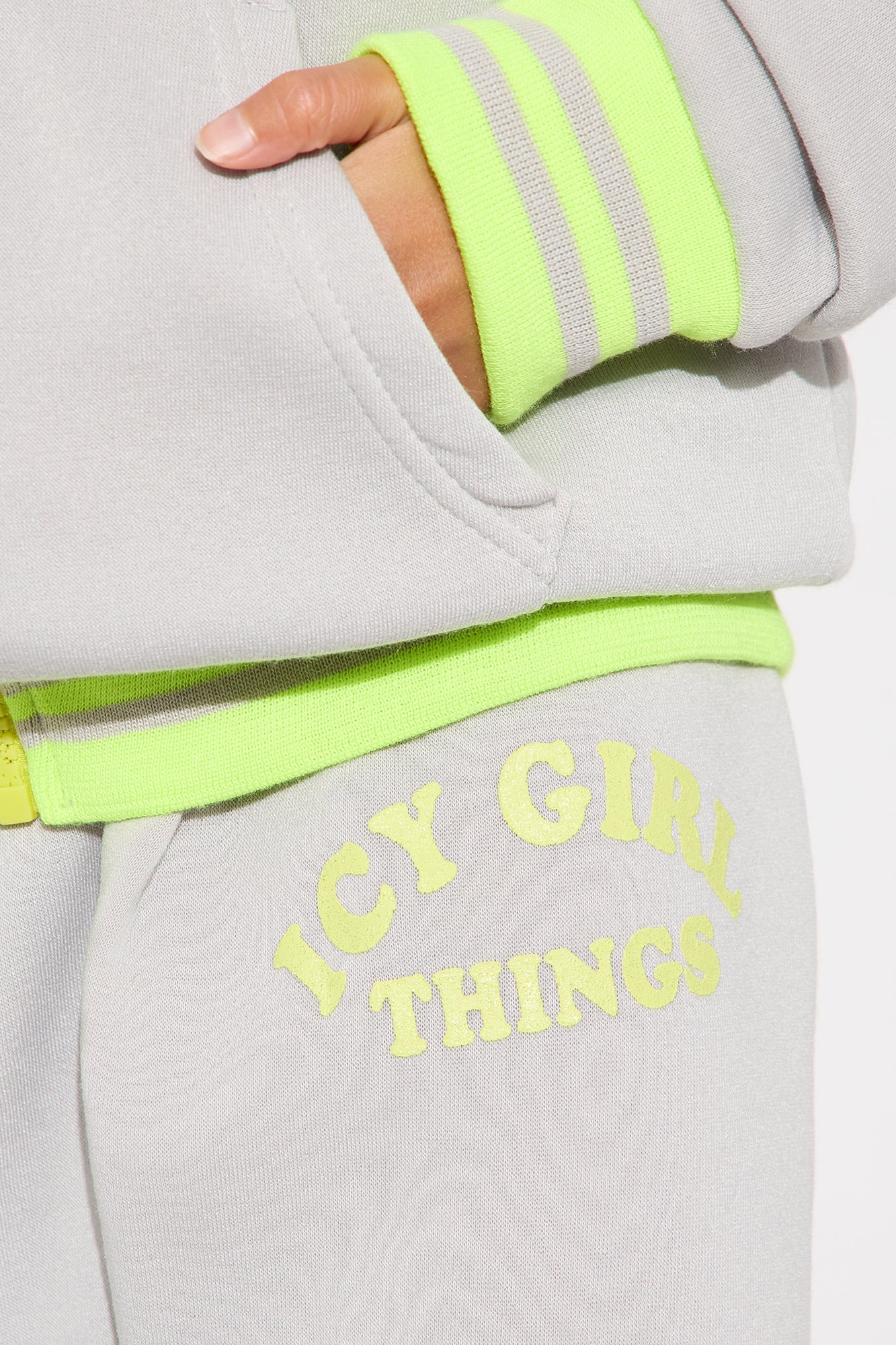 Mini Icy Girl Things Hoodie And Pant Set - Heather Grey