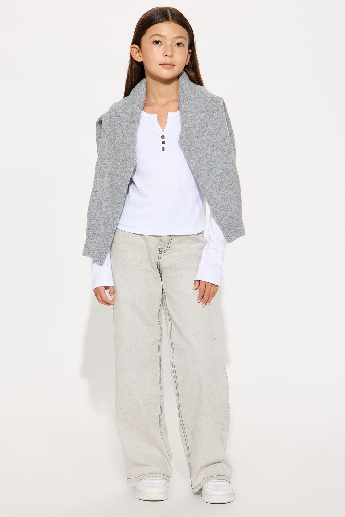 Mini Lyndie Wide Leg Jeans - Grey