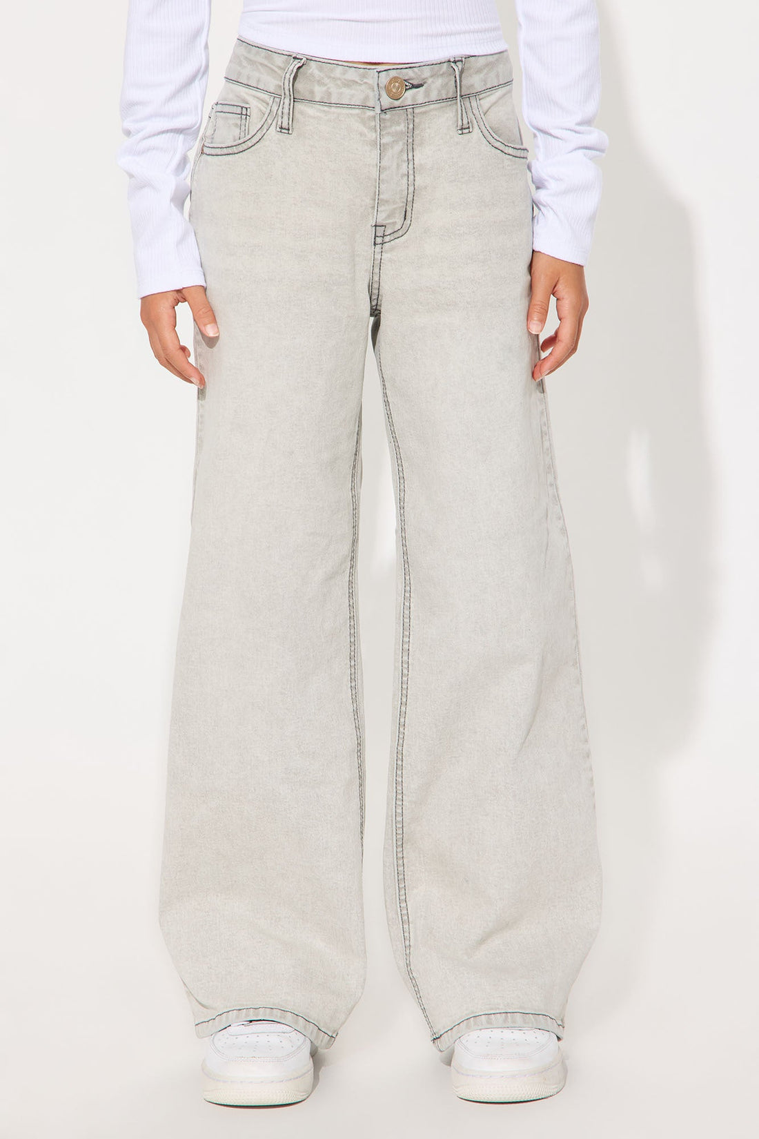 Mini Lyndie Wide Leg Jeans - Grey