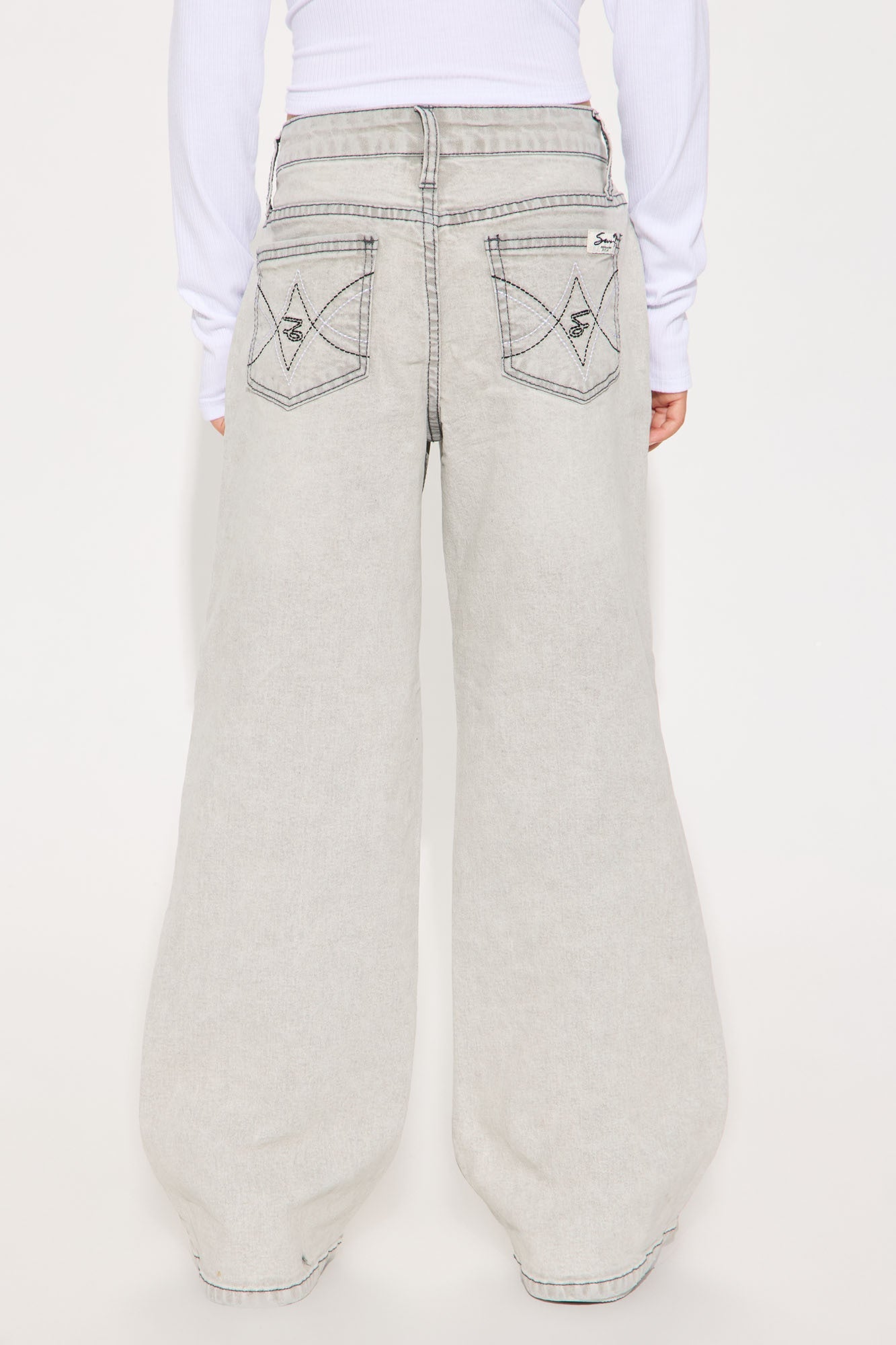 Mini Lyndie Wide Leg Jeans - Grey
