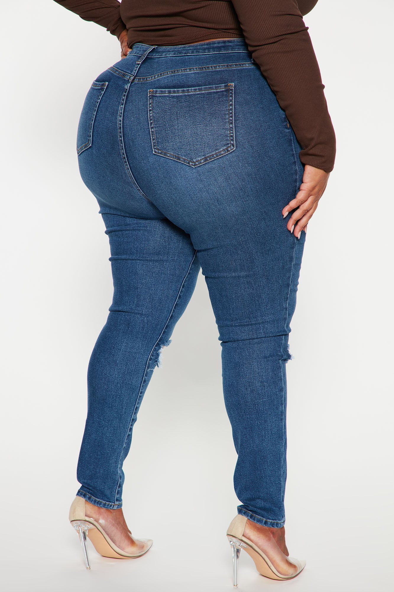 Lots Of Love Ripped Skinny Jeans - Dark Wash