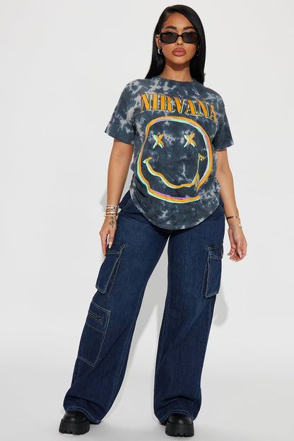 Nirvana All Smiles Tie Dye Tee - Black/combo