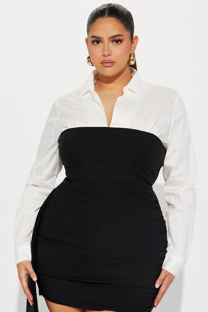 Beverly Draped Mini Dress - Black/White