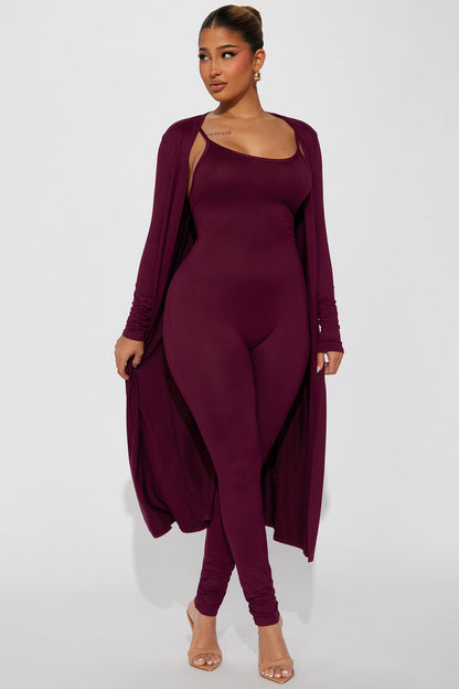 Show Me Comfort Jumpsuit - Wine