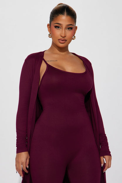 Show Me Comfort Jumpsuit - Wine