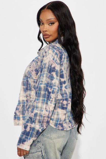 Street Queen Washed Plaid Shirt - Pink/combo