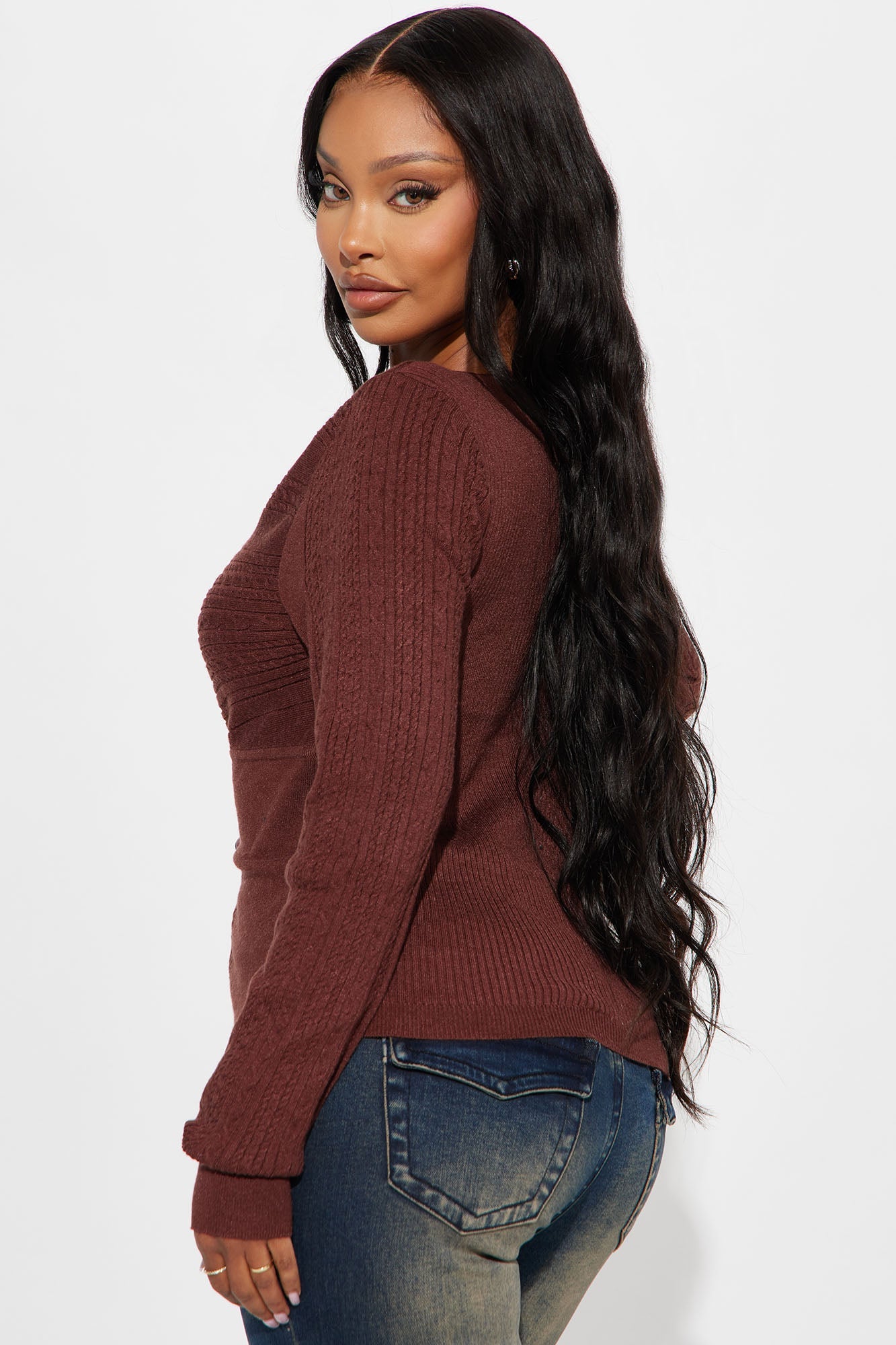 Chrissy Cable Knit Sweater - Chocolate