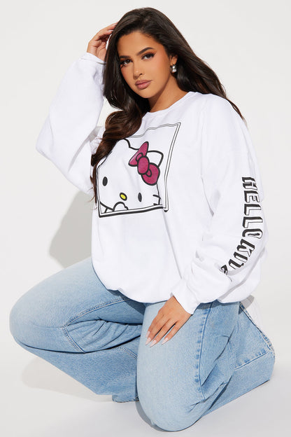 Hello Kitty Glitter Crew Neck Sweatshirt - White