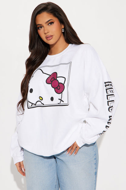 Hello Kitty Glitter Crew Neck Sweatshirt - White