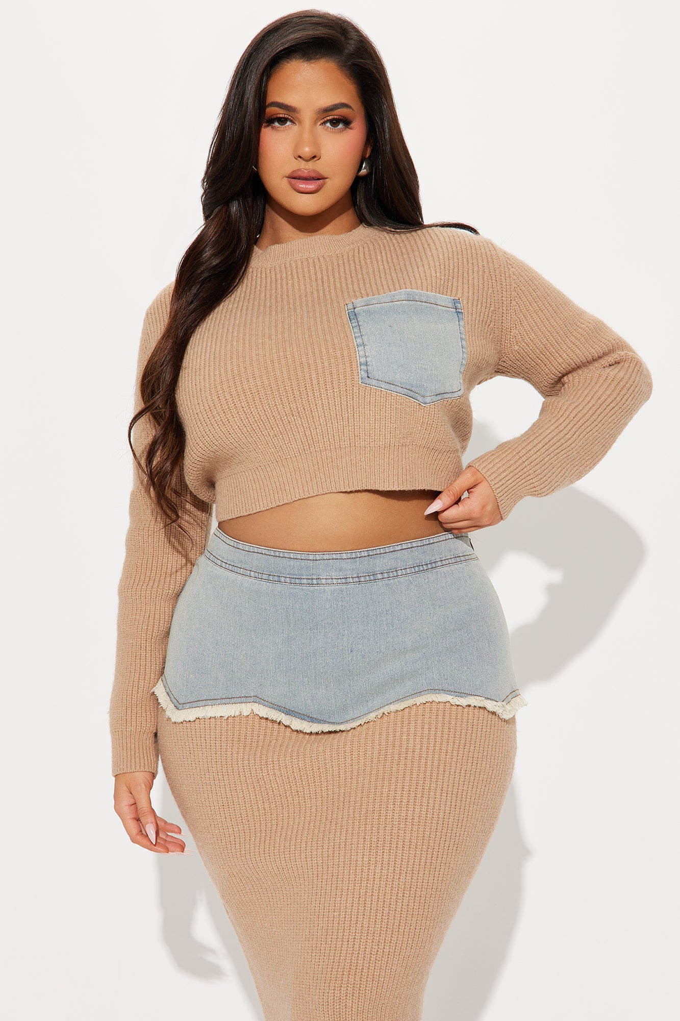 Rhea Sweater Midi Skirt Set - Mocha