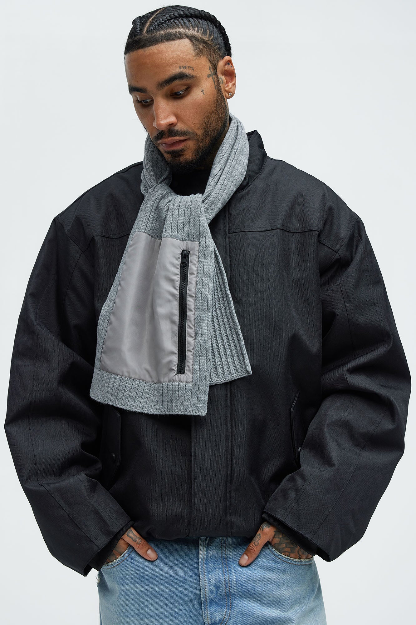 Cold Ribbed Knit Scarf - Heather Grey