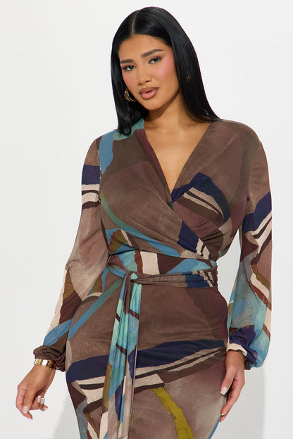 Dreaming Big Mesh Maxi Dress - Blue/combo