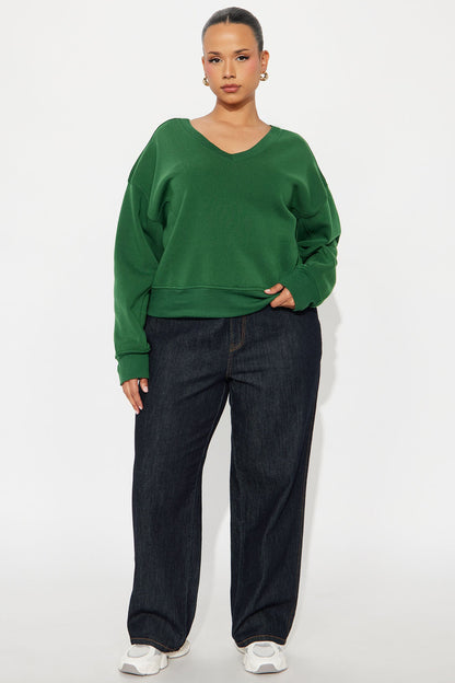 Effortless Vibes Fleece Sweatshirt - Hunter Green