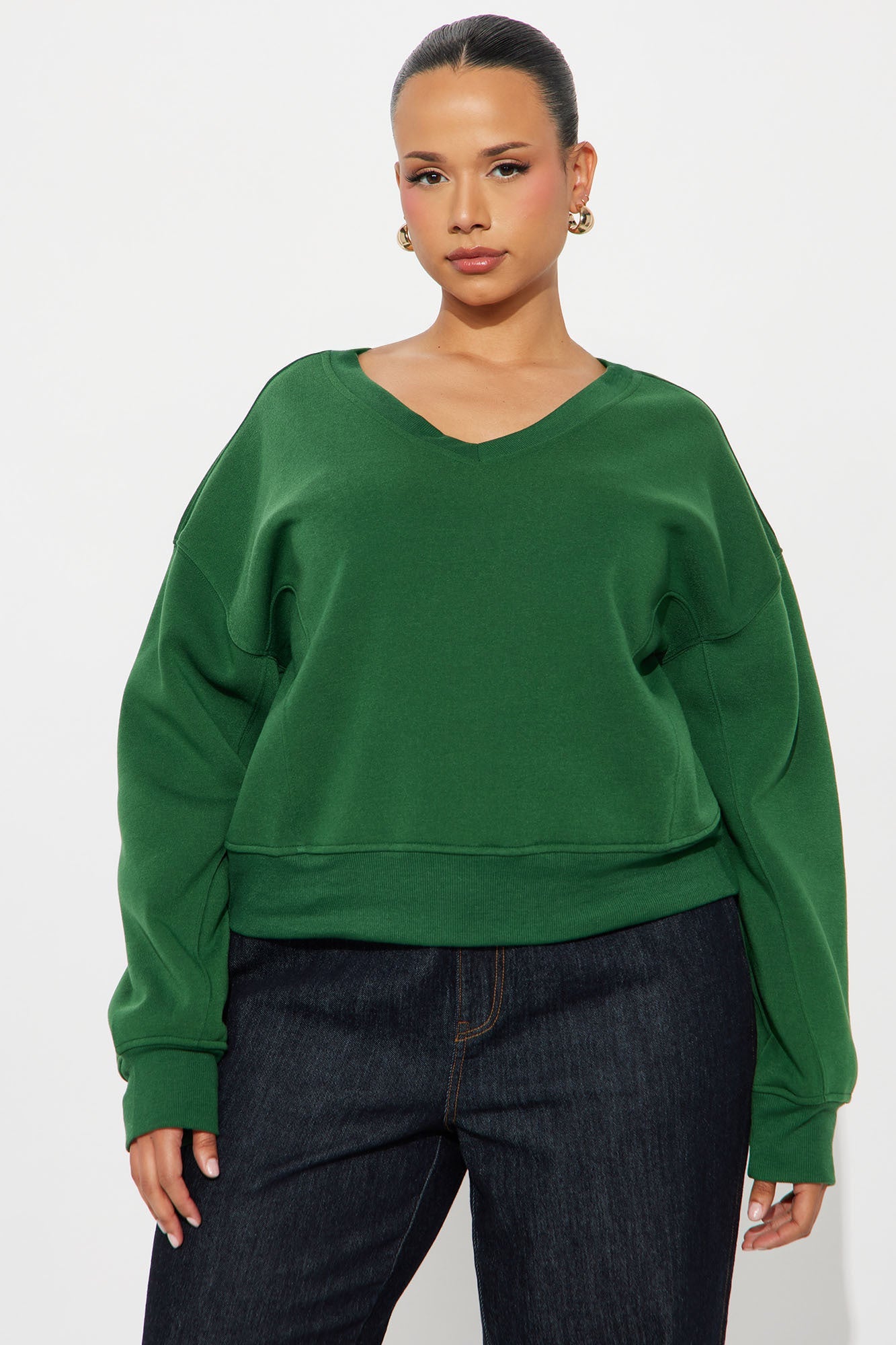 Effortless Vibes Fleece Sweatshirt - Hunter Green