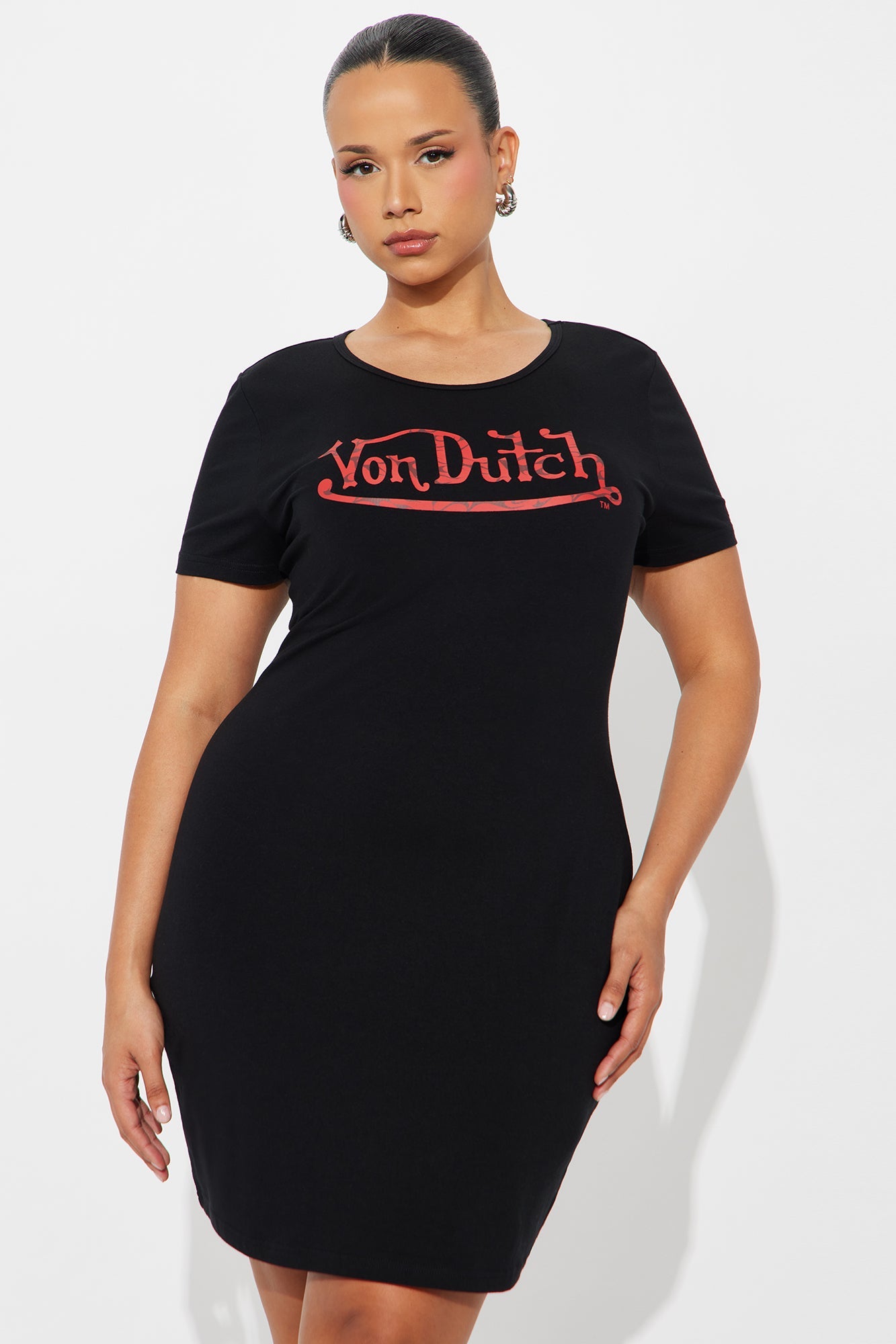 Von Dutch Flames Long Sleeve Mini Dress - Black/Red