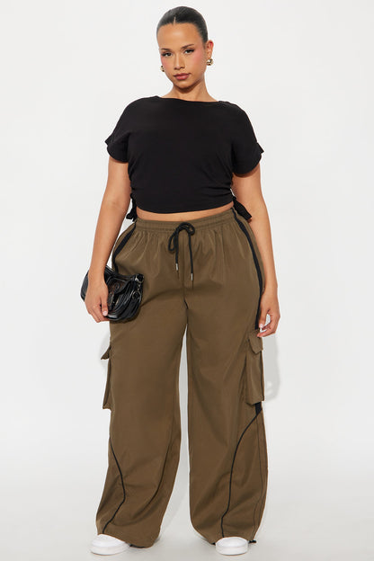 Get To Know Me Cargo Track Pant - Olive/combo