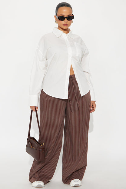 Until Next Time Pinstripe Trouser - Chocolate