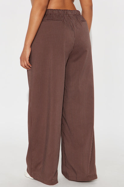 Until Next Time Pinstripe Trouser - Chocolate