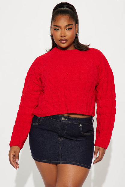 Class Dismissed Cable Knit Sweater - Red