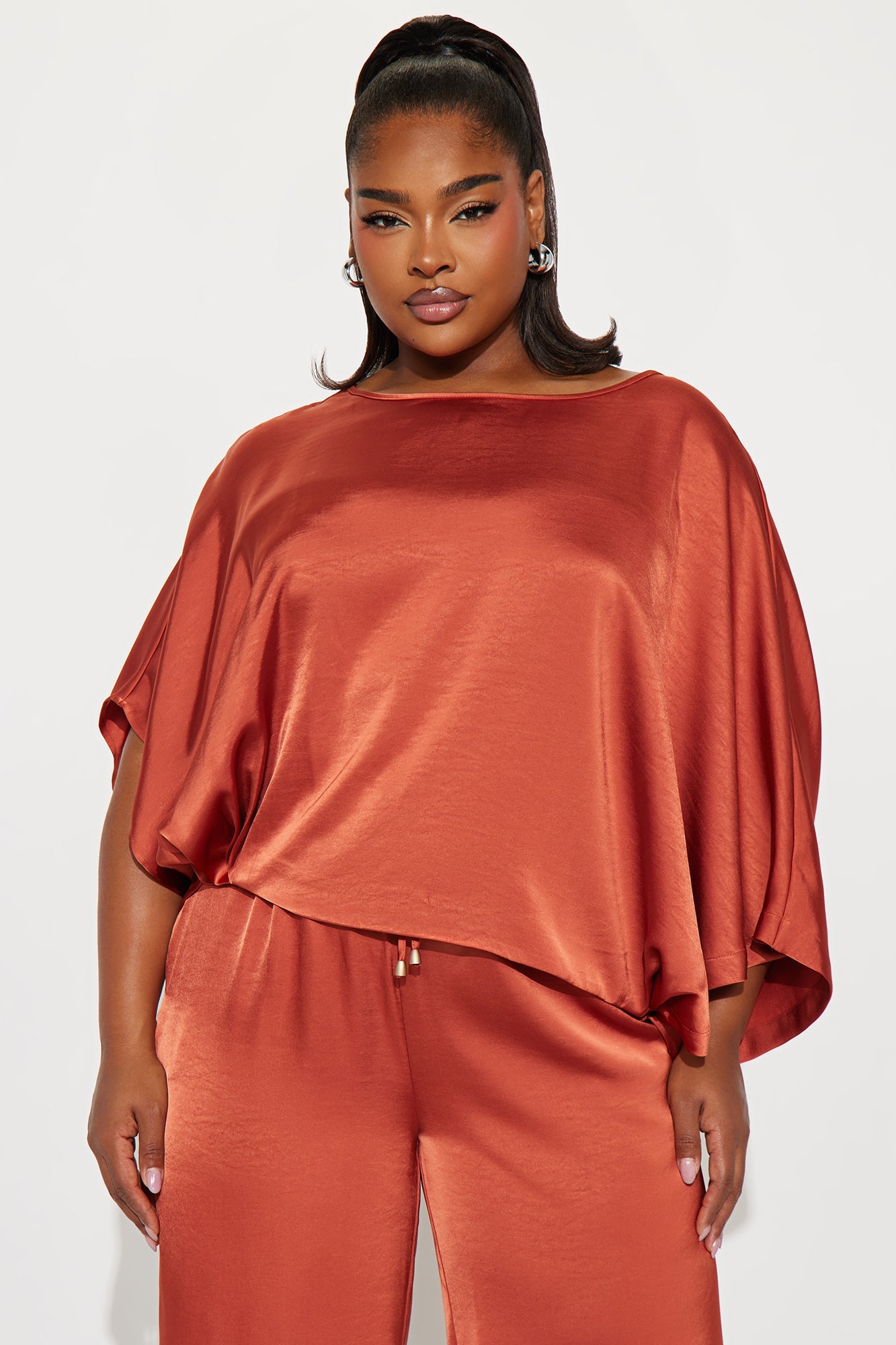 Harmony Satin Pant Set - Rust