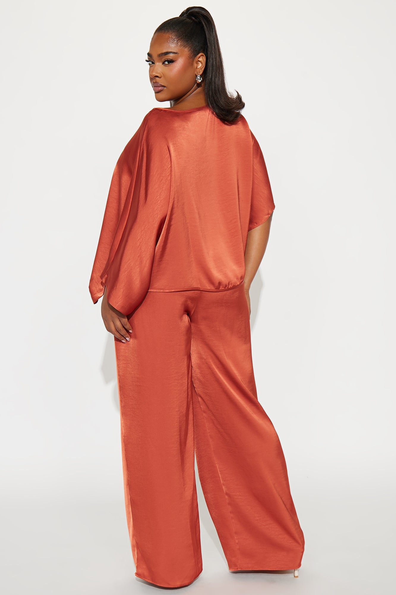 Harmony Satin Pant Set - Rust